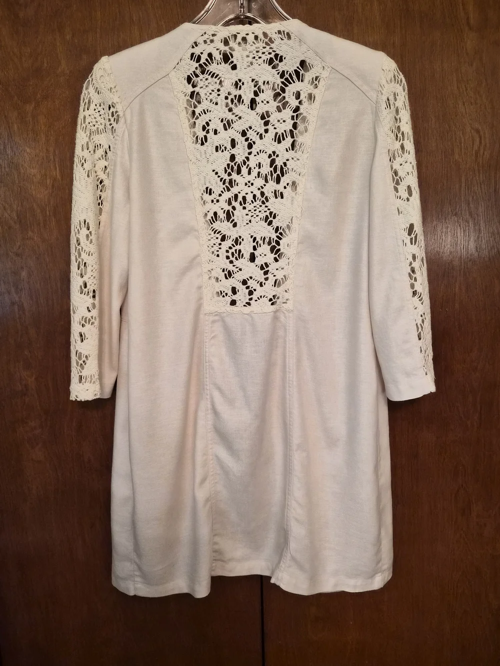 Chico's Floral Crochet - 3/4 Length Sleeve Duster- Size 4  (Chicos Size 0)